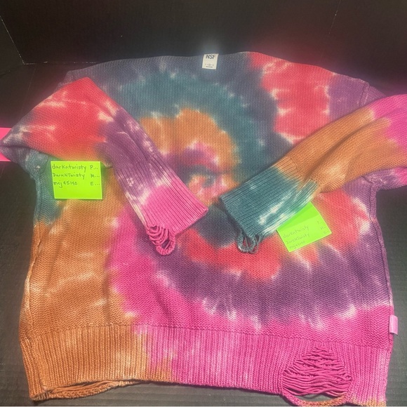 BEAUTIFUL NSF ANABELLE CREWNECK TIE DYE DISTRESSED OVERSIZED SWEATER MED $398! - Picture 8 of 16